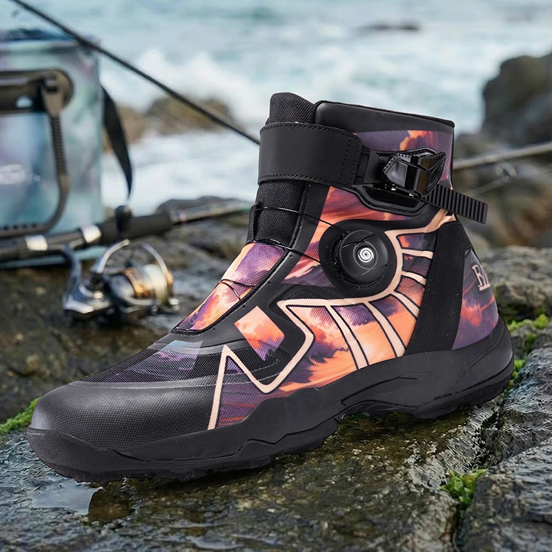 Men Women Rock Reef Fishing Shoes Anti Slip Steel Nail Sole Rafting Creek Shoes Beach Water Swimming Surfing Wading Boots