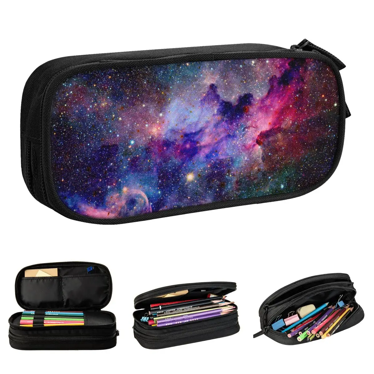 galaxy lapis cases classico espaco estrela galaxy caneta titular bolsa estudante de armazenamento grande estudantes escola ziper pencilcases 01