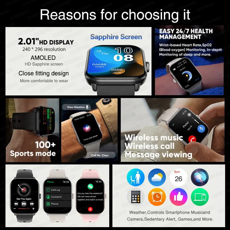 2025 New For Apple Watch Smart Bracelet Men HD AMOLED Display Bluetooth call Voice Heart rate Waterproof Sports Smartwatch Woman