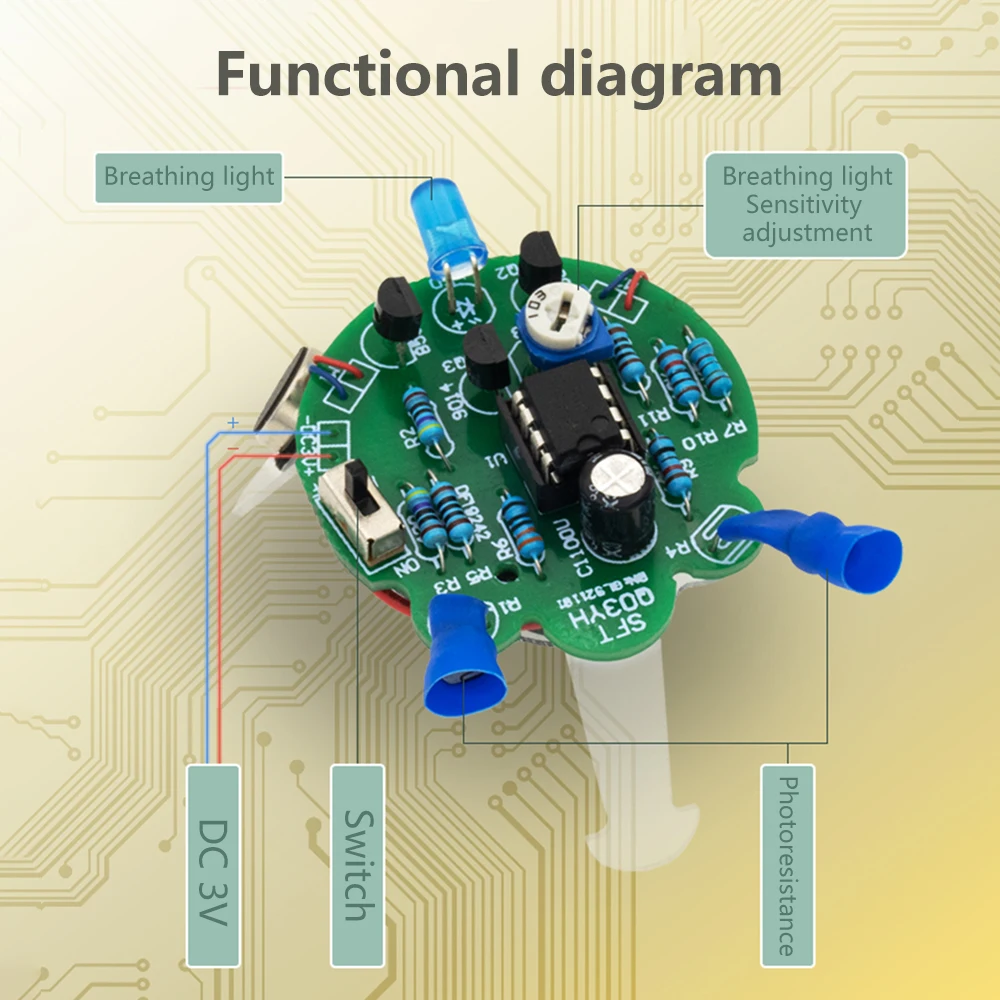 LED Breathing Light Soldering DIY Kit Simulated Firefly Flashing Robot Toy Photosensitive Sensor Mobile Robot Part Electronic