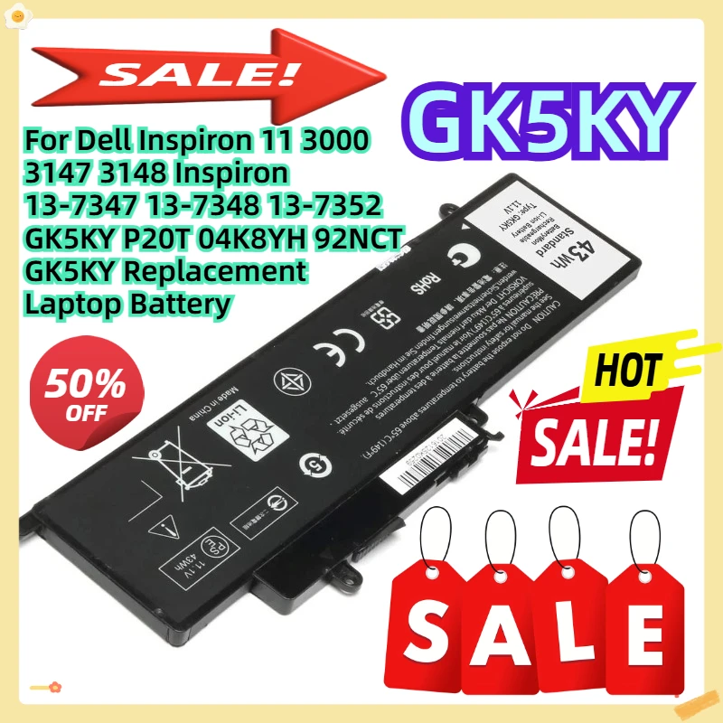 

For Dell Inspiron 11 3000 3147 3148 Inspiron 13-7347 13-7348 13-7352 GK5KY P20T 04K8YH 92NCT GK5KY Replacement Laptop Battery