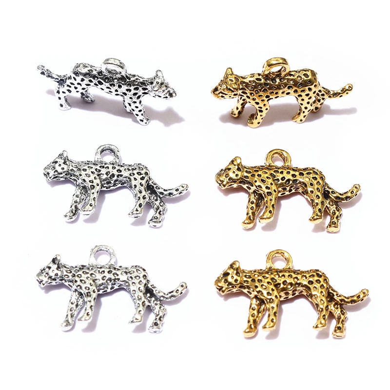 10 unidades, colgante de aleación de leopardo de 23x14x4mm, accesorios de fabricación de joyas DIY, accesorios para collar, pulsera