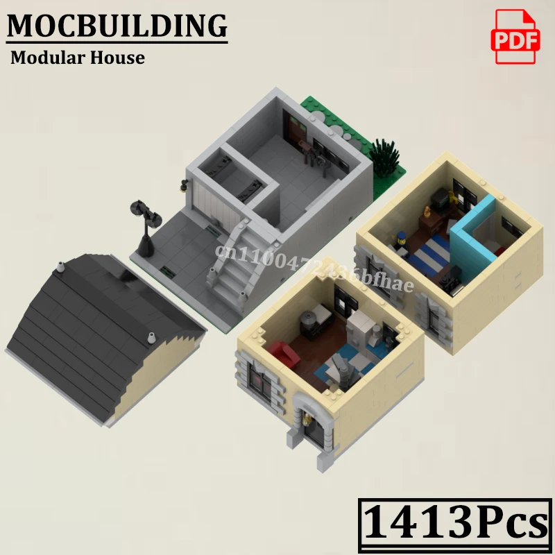 Modular Buildings City Street View House with Detailed Interior Model Model MOCBUILDING Buildings Construction Toys Gift