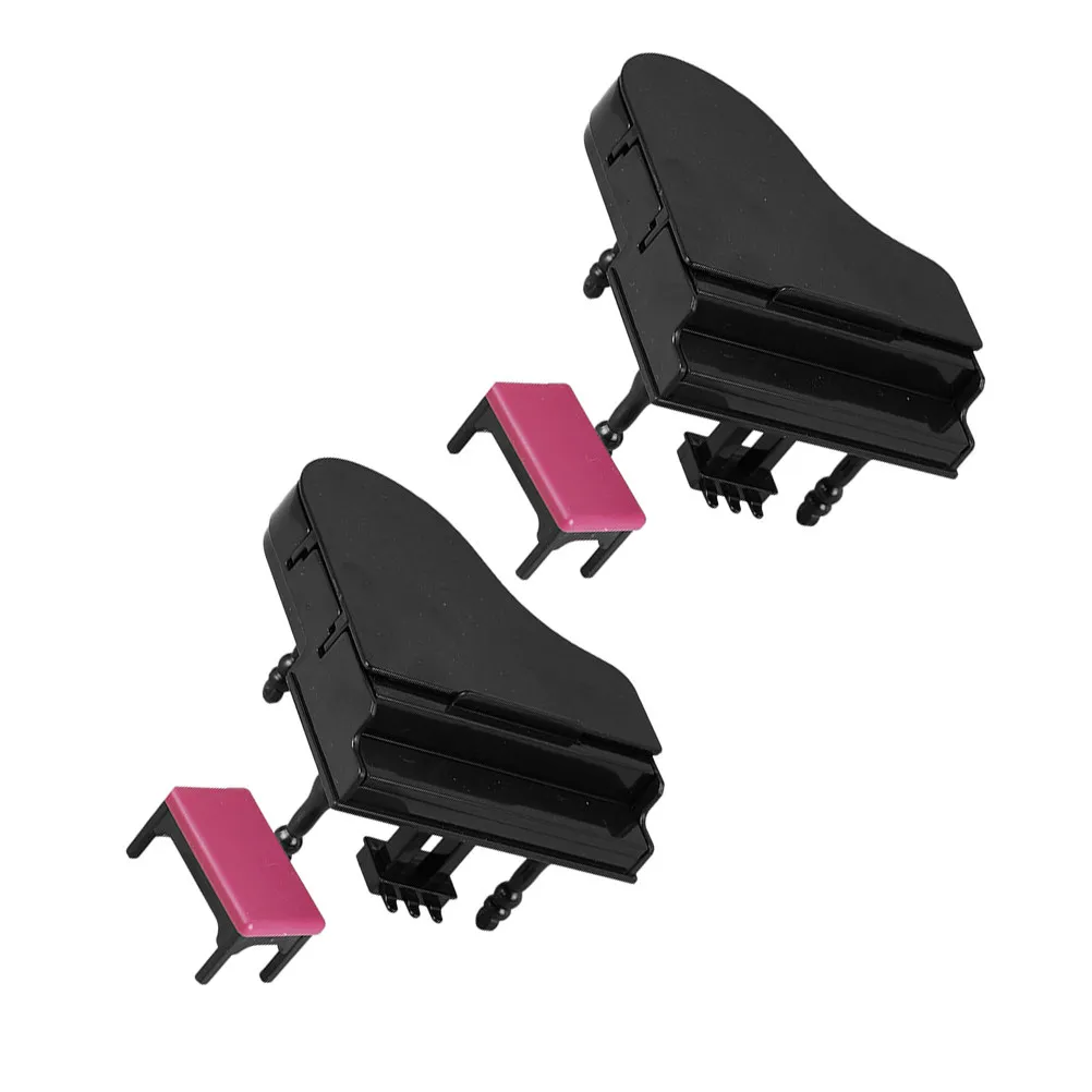 Mini Grand Piano Set for Dollhouse – Elegant Tiny Piano with Matching Stool, Musical Decor for Home Office Desk