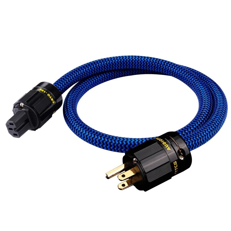 YYTCG Hi-end 7N OCC HiFi Audio EU/US Netzkabel doppelt geschirmt mit vergoldetem Stecker AC Power Kabel für Lautsprecher Verstärker Filter 4