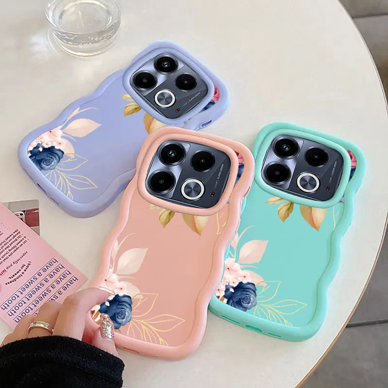 Flower Fashion Phone Case For Infinix HOT NOTE 30 30I 40 PLAY SMART 6 7 8 PLUS Soft Coque Wavy Edged Protect Cover Girl Shell