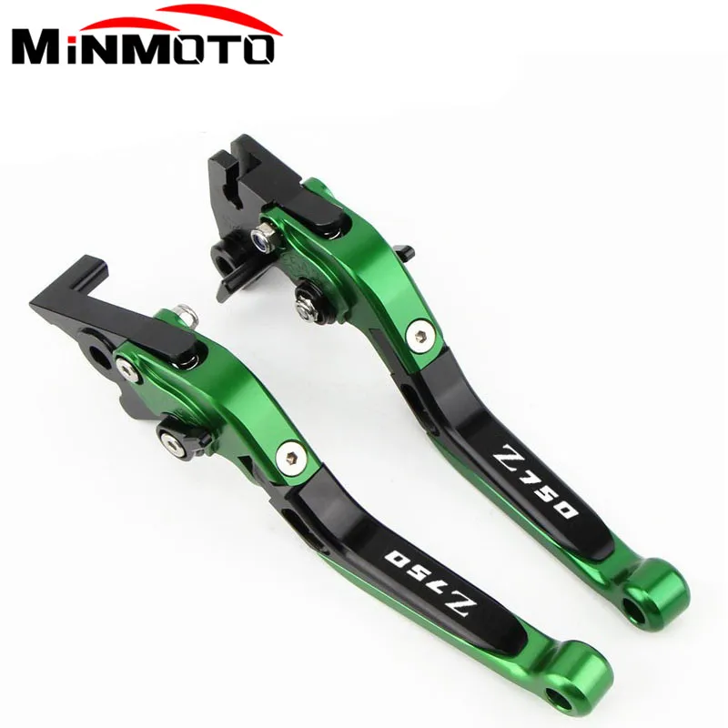 For KAWASAKI Z750 Z 750 2007-2012 Motorcycle Accessories Folding Extendable Brake Clutch Levers LOGO Z750 Green