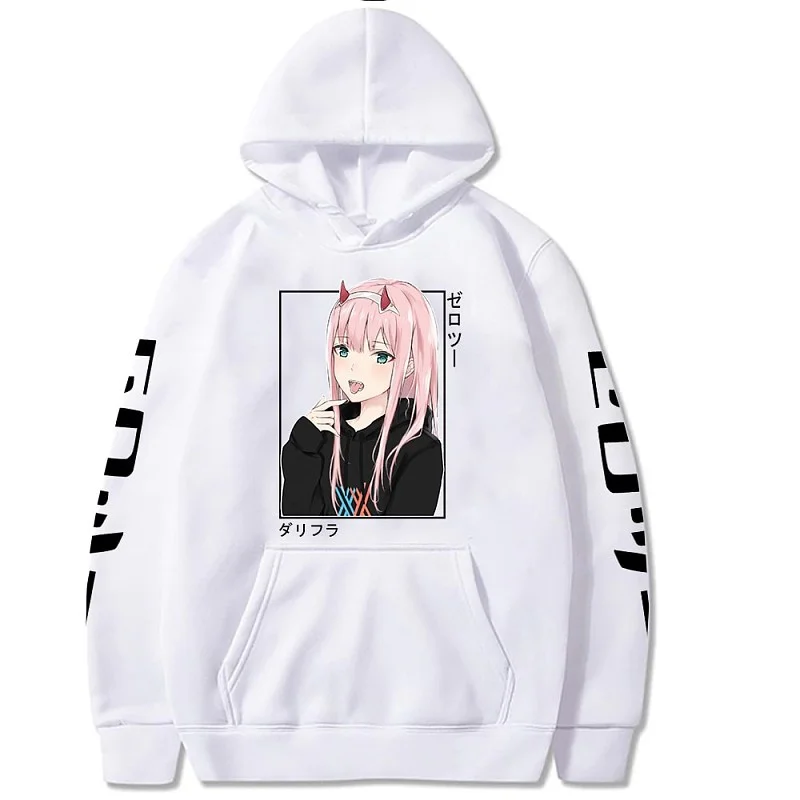 New Anime Zero Two Hoodies Harajuku Casual Streetwear Graphic Sweatshirts Unisex Hoodies