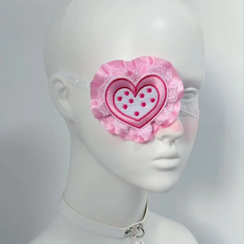 2025 New Original Pink Medical Series Eye Patch Y2K Lace Heart Subculture Soft Girl Cosplay Eye Shade Adjustable
