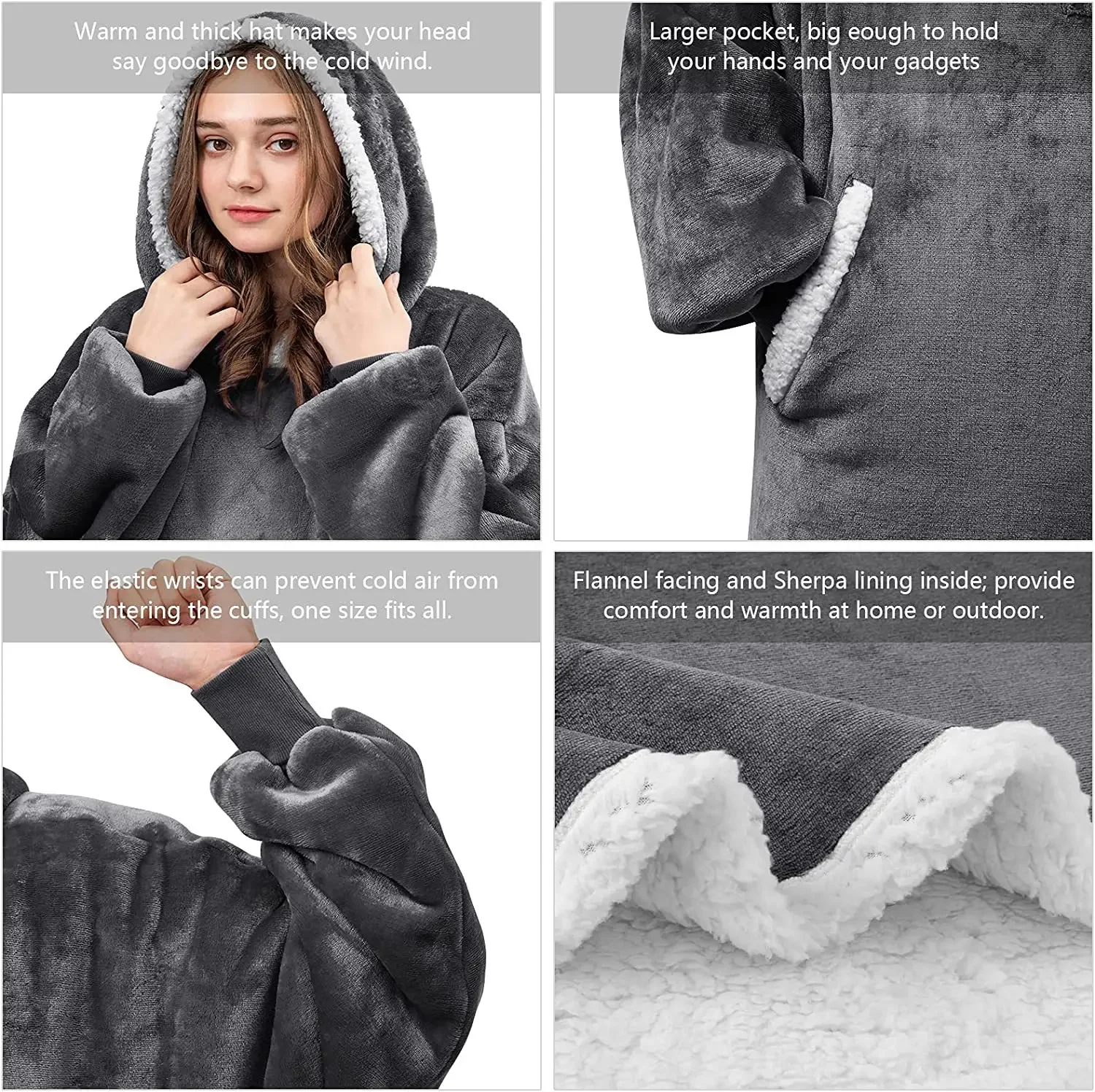 Oversized Hoodies Sweatshirt Women Winter Hoodies Fleece Giant TV Blanket With Sleeves Pullover Oversize Women Hoody Sweatshirts