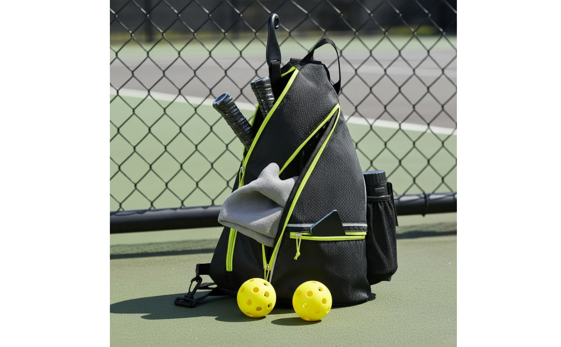 Pickleball Backpack Padded Pickleball Bag with Fence Hook Racket Sling Bag Lightweight Water-Resistant for Tennis Players