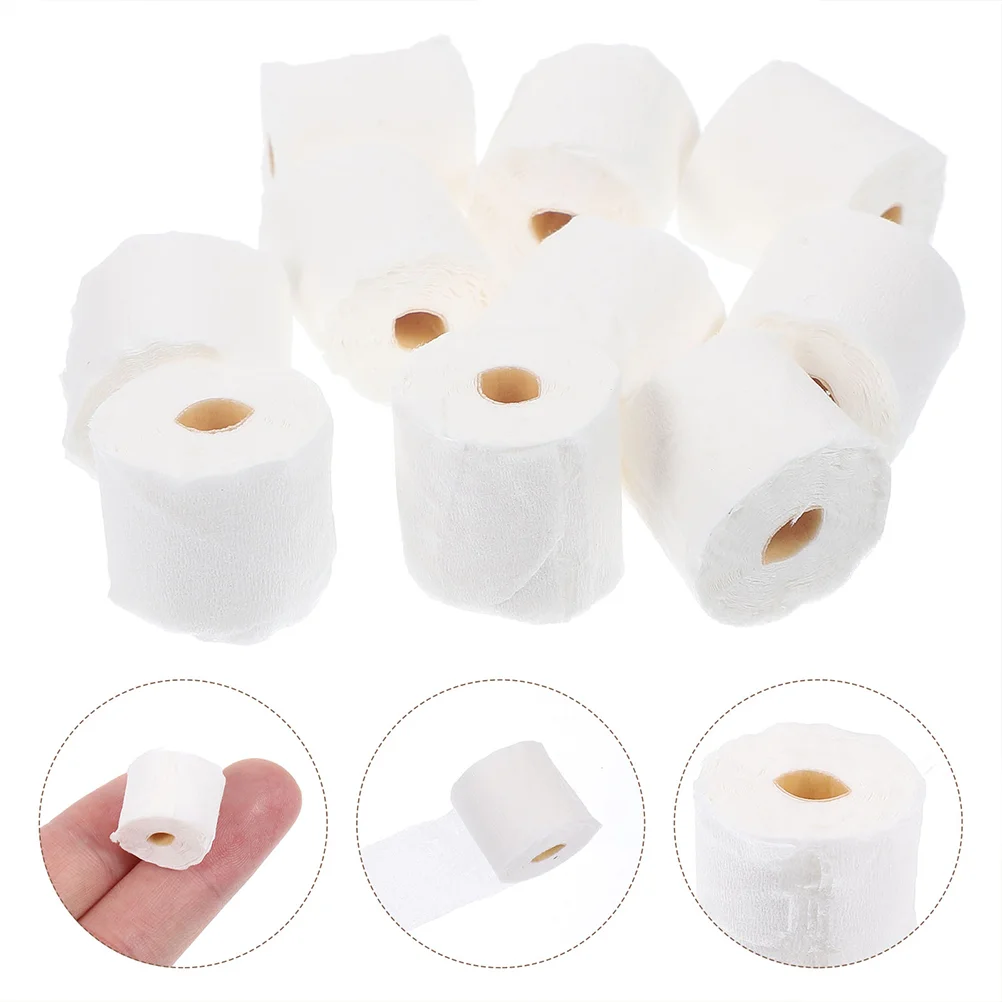 30 PCS Simulated Paper Towel Roll Dollhouse Tissue Accessories Miniature Realistic Bathroom Decor Slippers Towels