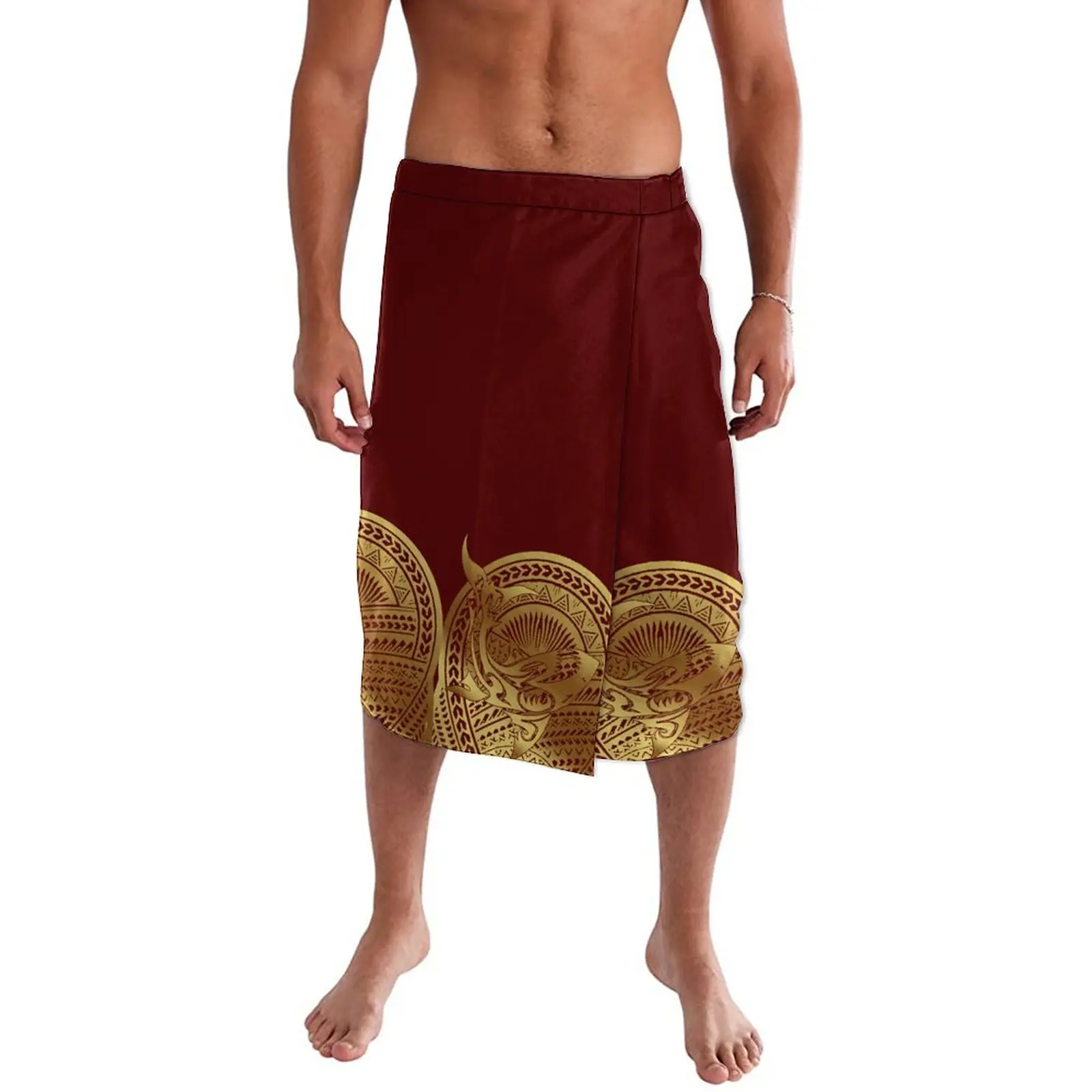 

2023 Customized Reggae Color Polynesian Tribal Samoan Ie Faitaga Lavalava Rasta Tonga Tupenu Men Half Skirt