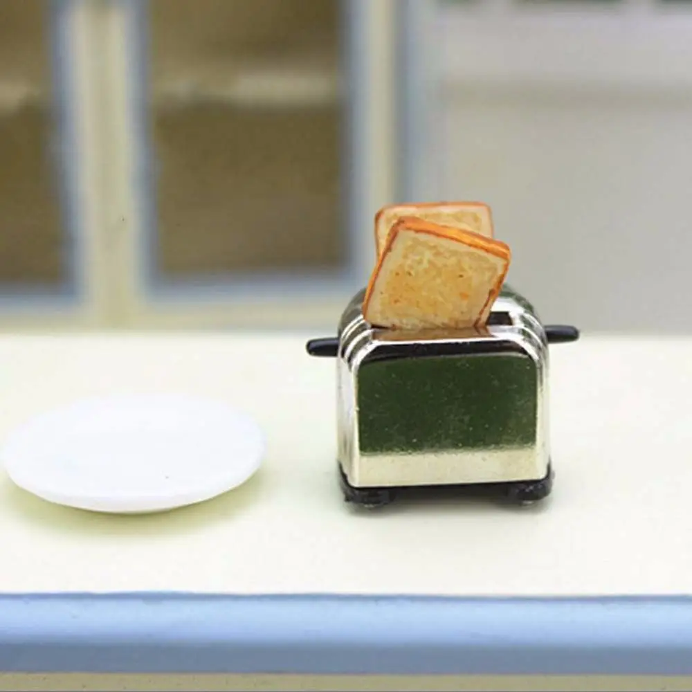 Simulazione cibo Mini accessori Decor Mini cucina giocattolo Mini cucina pentole 1:12 tostapane in miniatura pane Toast macchina bambola