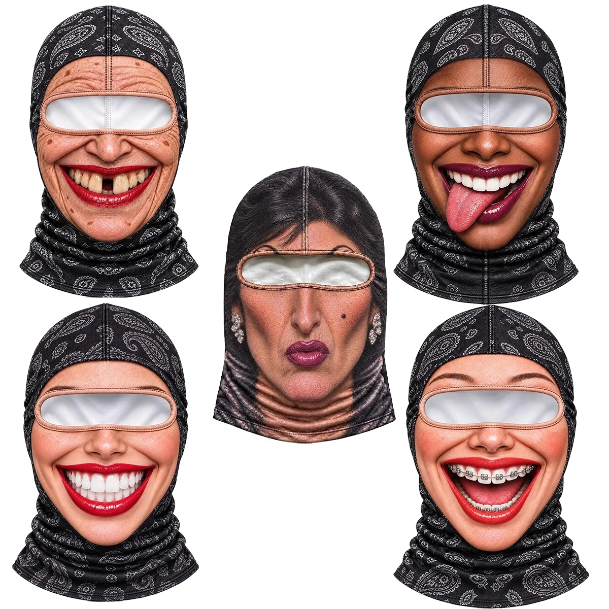3D Print Realistic Face Mask Funny Old Woman Man Baraklava Hat Headgear for Cosplay Props Costume Mask Novelty Full Face Cover