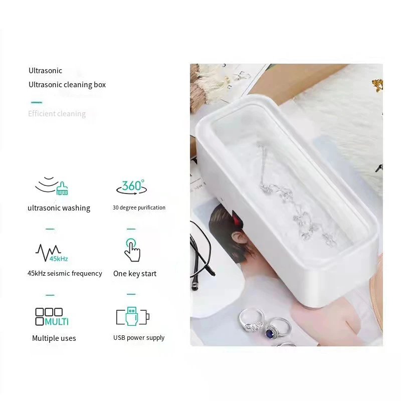 Acoustic Vibration Cleaner Multifunctional Portable Household Cleaning Machine Glasses Cleaning Device Watch Jewelry Cleaning In