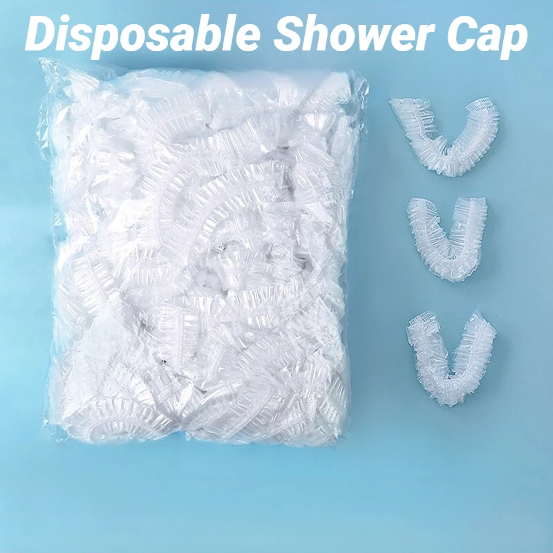 Disposable Elastic Food Covers Durable Lids For Bowls Plates Kitchen Food Saver Thickened Waterproof Plastic Shower Hair Caps