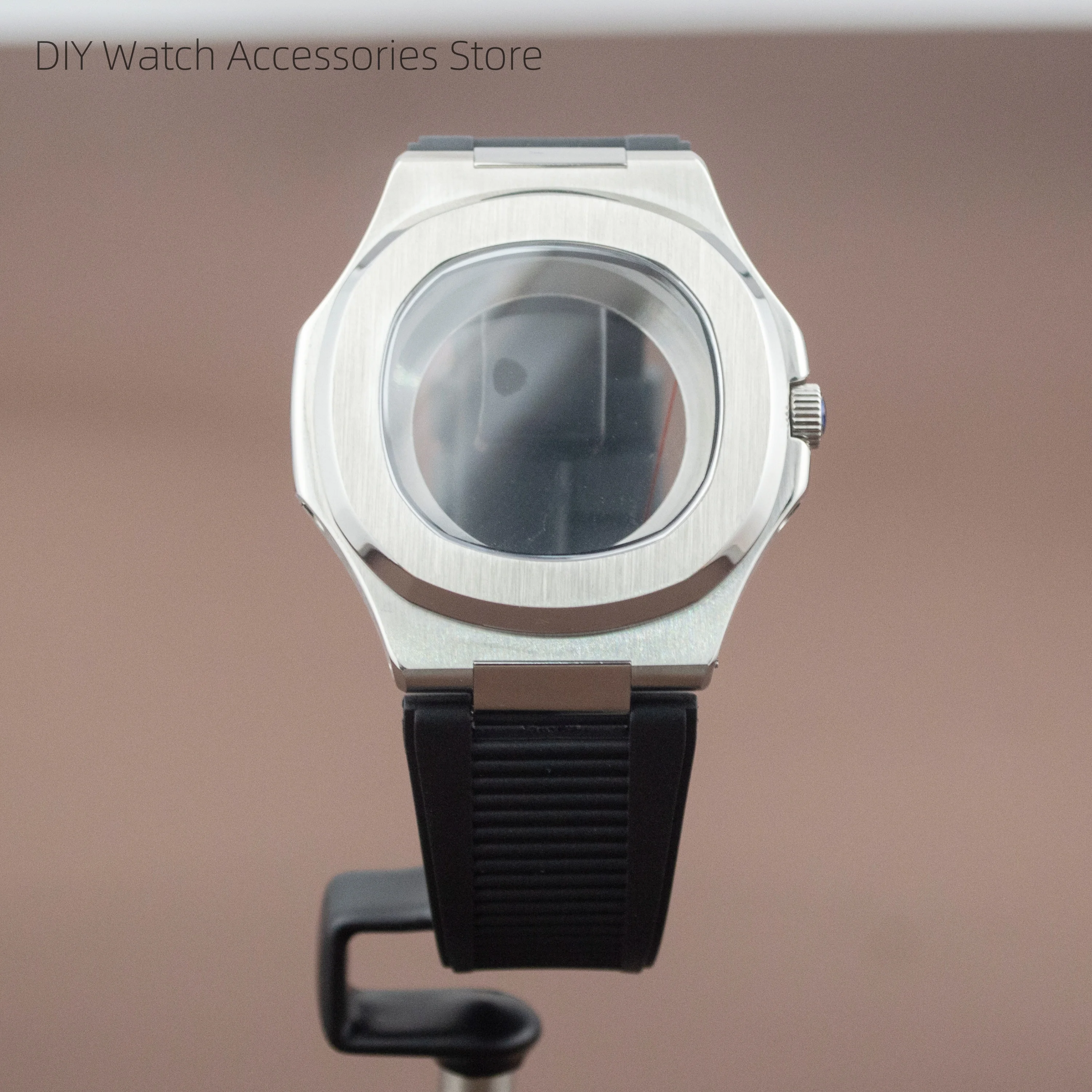 

NH35 Case Rubber Strap Stainless Steel Watch Parts for NH35 Mechanical Automatic Movement Replacement Mod Nautilus Case Parts