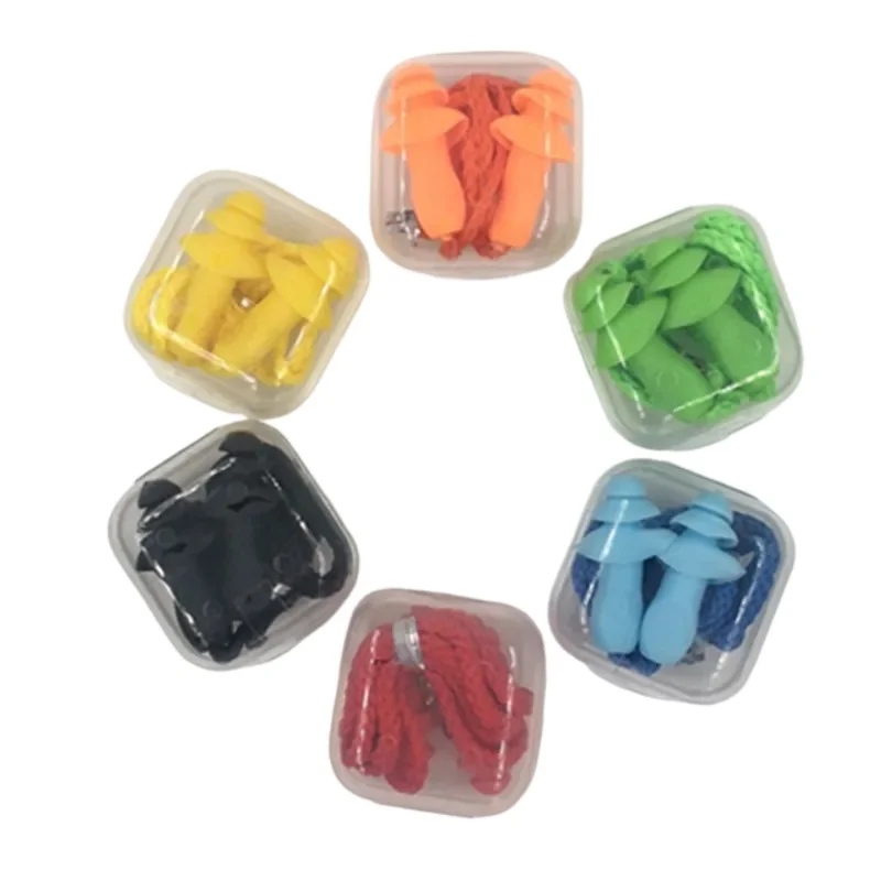 سدادات أذن مقاومة للضوضاء من السيليكون مع حبل للغوص والشخير والحد من الضوضاء والسباحة من السيليكون سدادات أذن مضادة للفقدان