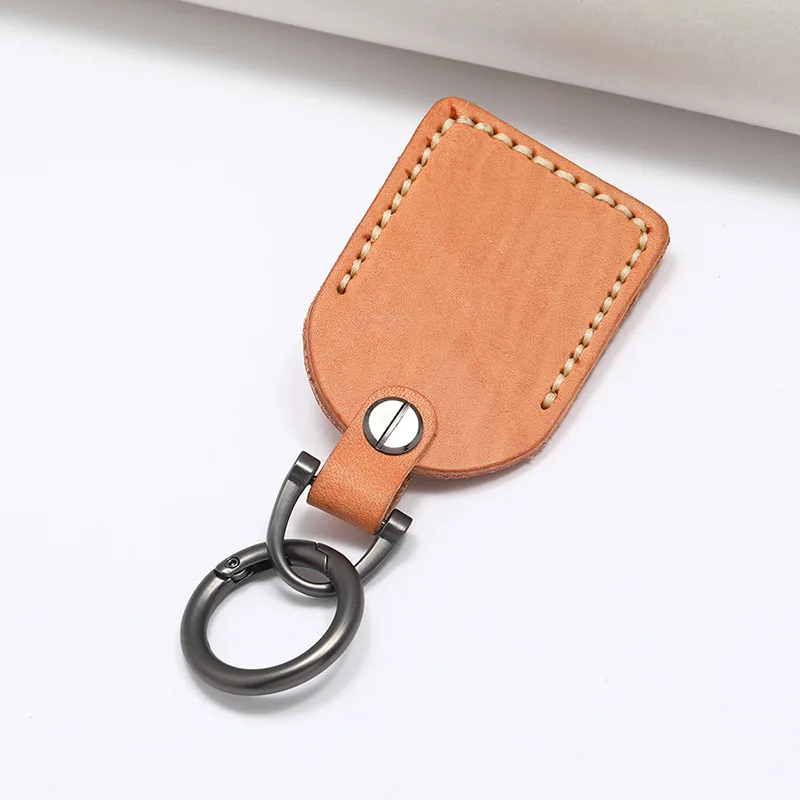 Hand Sewed Vintage Cowhide Car Keychain, Creative Small Gift, Exquisite Key Pendant