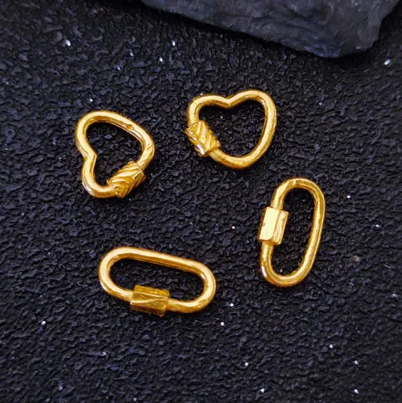 24k pure gold clasp for chains diy clasp fine gold connectors heart shape clasp 999 real gold jewelry findings  loop buckle hook