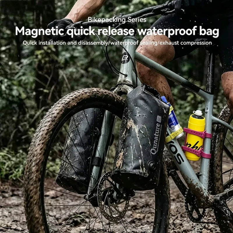Outdoors Bicycle Fork Bag 6L Compression Dry Bag Tool bag with Magnetic Mount  Electric Scooter Bag /strap water bottle holder