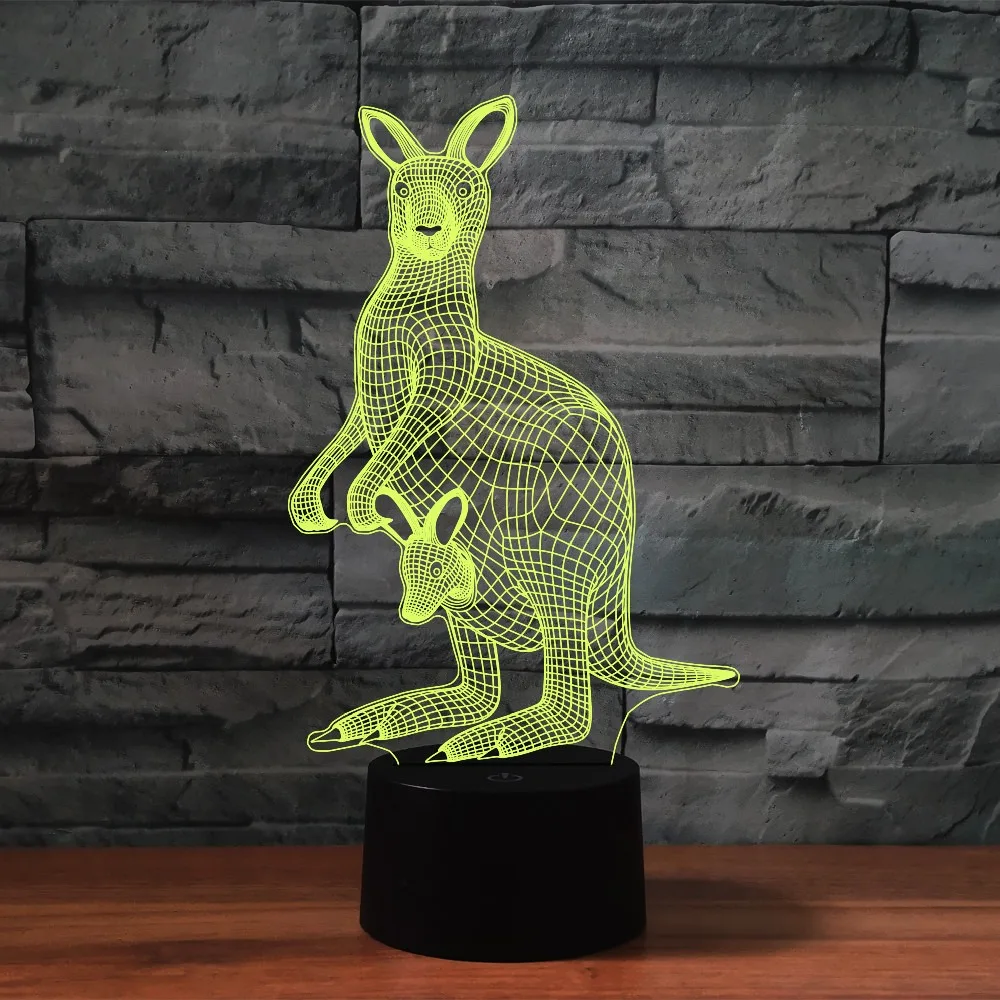 Nighdn Kangaroo 3D Lamp Colorful LED Illusion Night Light for Bedroom Desktop Desk Table Lamp Birthday Christmas Gifts for Kids