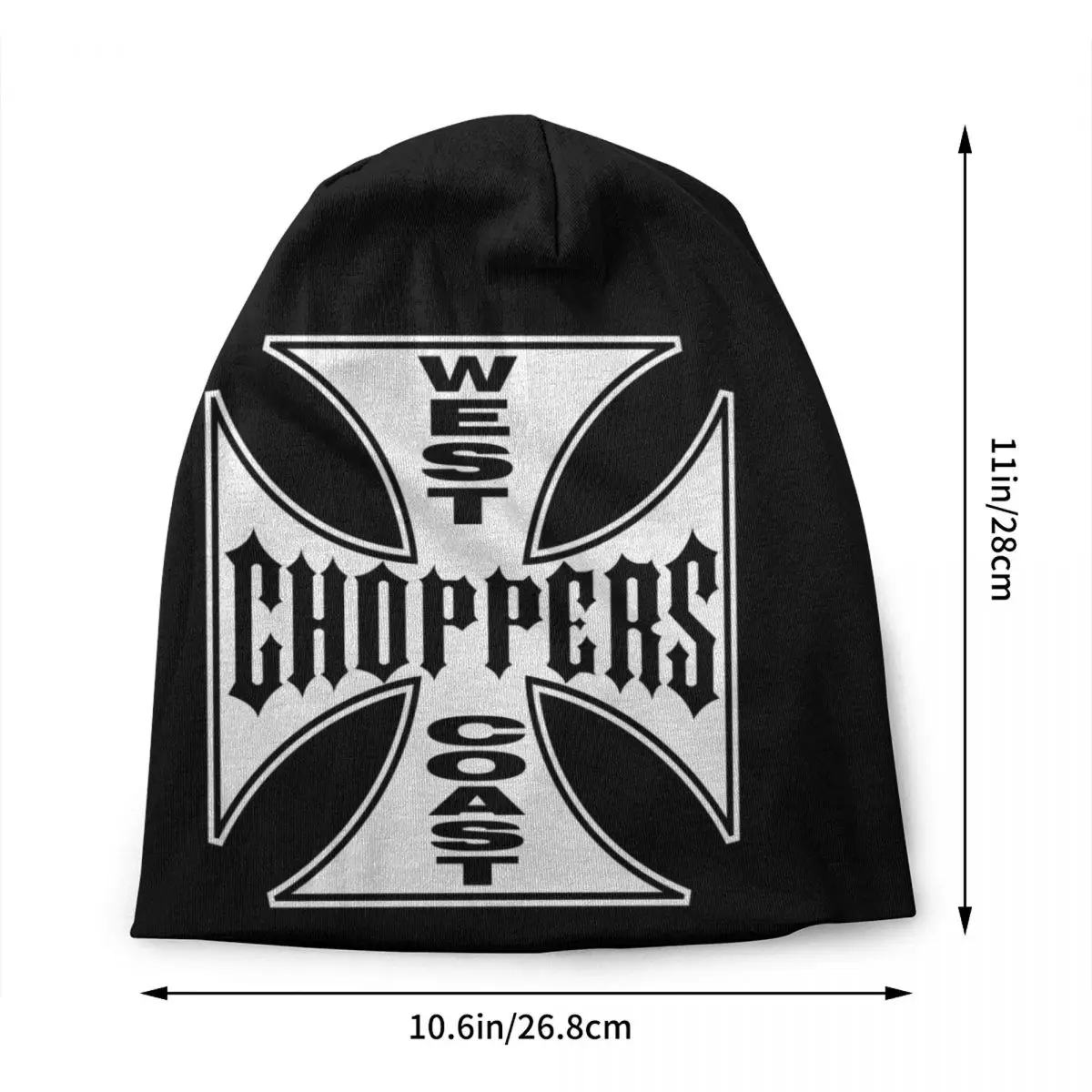 Custom West Coast Iron Cross Choppers Skullies Beanies Caps Unisex Winter Warm Bonnet Knitted Hats Men Women Thermal Elastic Cap