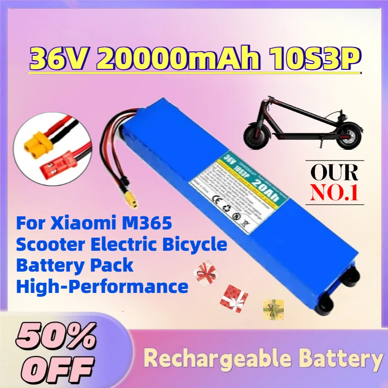 Upgrade 36V 20000mAh 10S3P Li-Ion Rechargeable Battery for Xiaomi M365 Scooter Electric Bicycle Battery Pack High-Performance