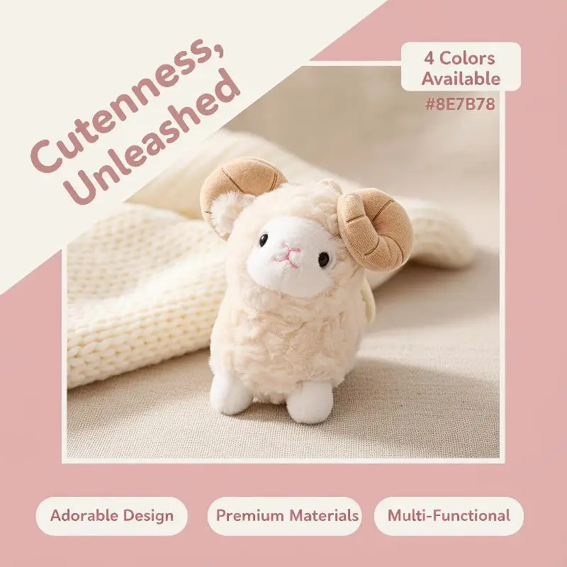 Stuffed Animals Fluffy Durable Cute Cartoon Plush Sheep Keychain Pompom Trinket Toy Girl Bag Car Pendant Jewelry Gift