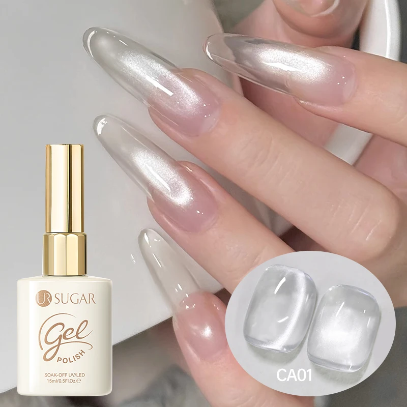 UR SUGAR 15ml Katzenaugen-Magnetgel Mondlicht Weiß Glänzendes Nagelkunst-Maniküre-Gel Abziehbarer LED UV Gel Nagellack