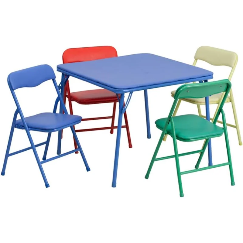 

Mindy Kids 5-Piece set Folding Square Table and Chairs Set for Daycare and Classrooms, Children's Activity Table and Chairs Set,
