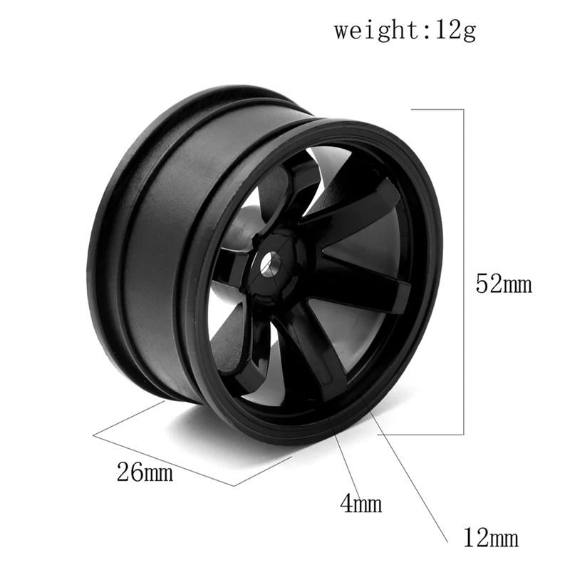 4Pc 1/10 On-Road Drift Auto 52X26mm Wielnaaf 1.9Inch Klim Auto velg Voor HSP Tamiya HPI Kyosho TT02