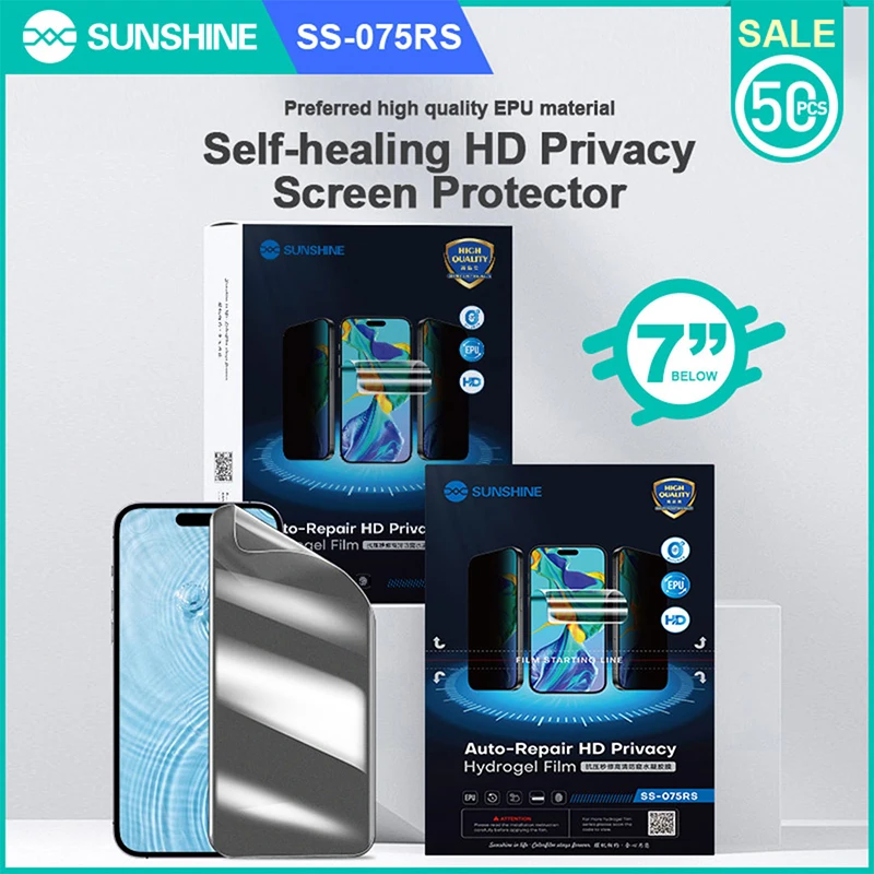 SUNSHINE SS-075RS Self-healing HD Privacy Hydrogel Film Compatible with all Models under 7 inches Protecting Phone Screen