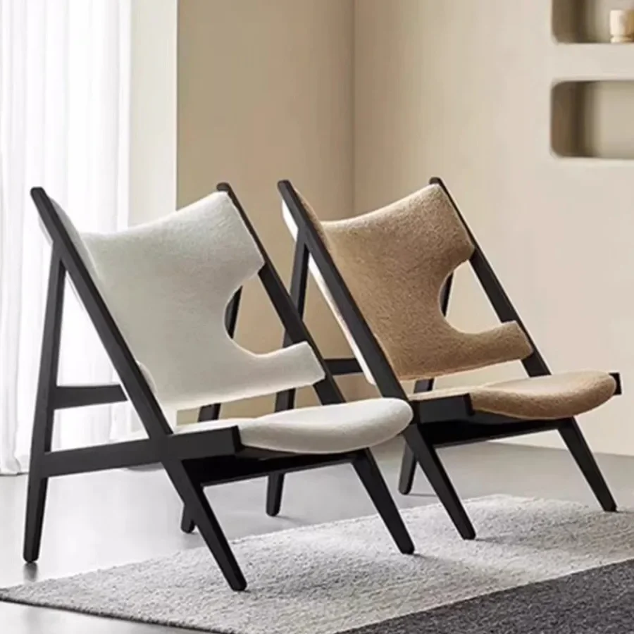 French creative solid wood high back sofa chair single casual lazy chair