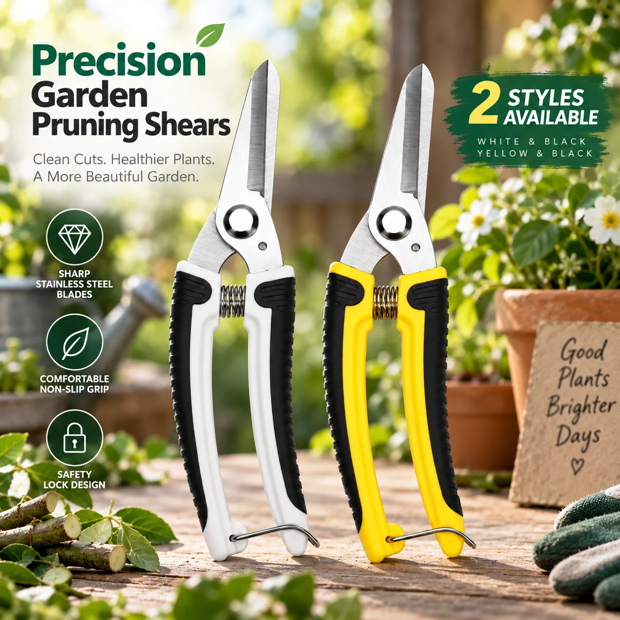 Garden Fruit Tree Pruning Scissors, Stainless Steel Heavy Duty Branch Shears, Professional Floral Trimming Tool for Gardening