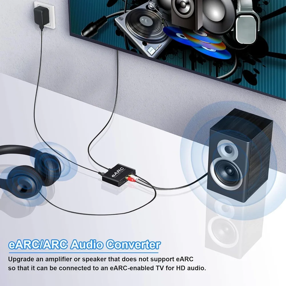 

EARC ARC Audio Converter 192Khz Extractor EARC To RCA Audio Extractor Adapter For DTS Dolby Atoms AC3 LPCM Fiber