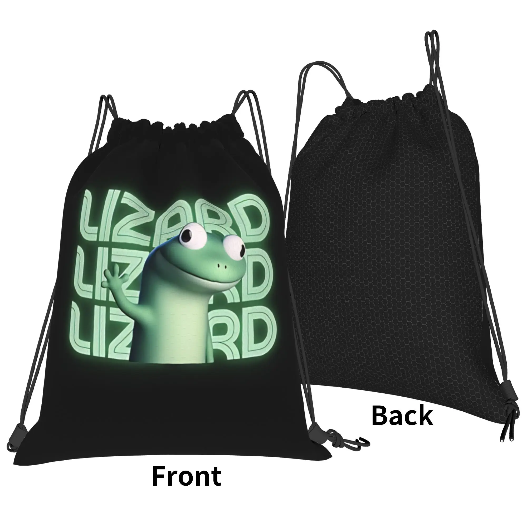 Lizard Glow text lizard meme Portable Hiking Riding Gym Drawstring Storage Sporty Backpacks