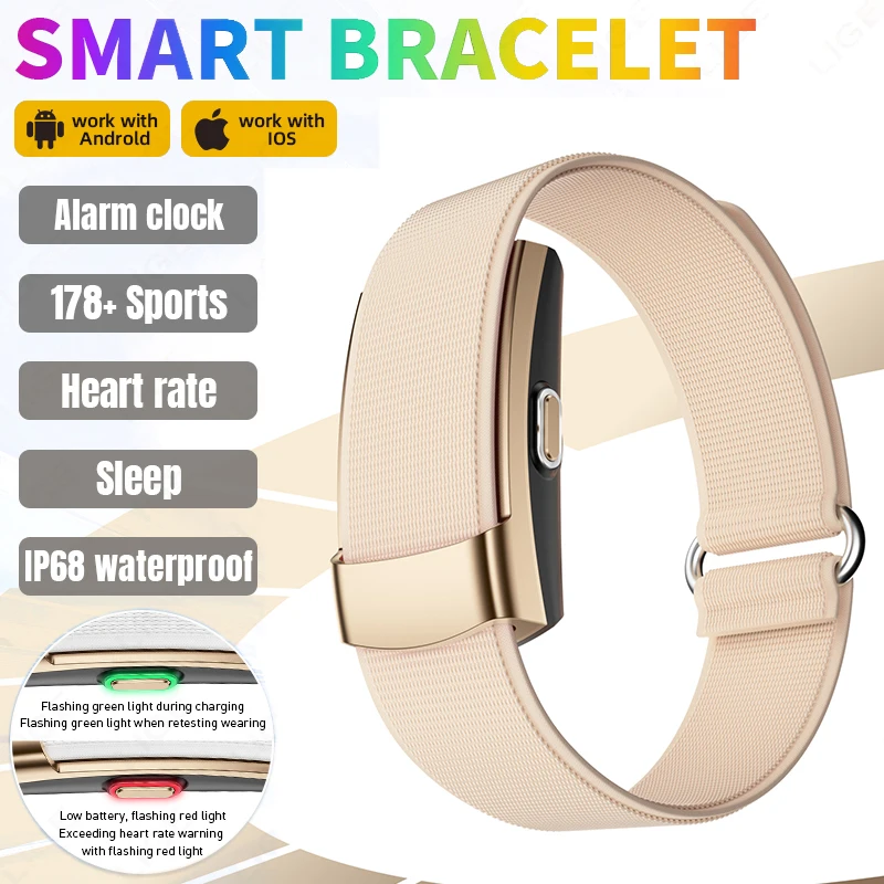 

For Fitness Trackers Smart Band IP68 Heart Rate Sleep Monitoring 178+ Sports Modes Smart Bracelet 25 Days Battery Life Designed