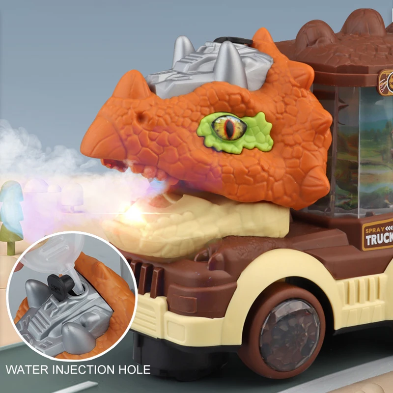 Coche de juguete eléctrico con forma de dinosaurio iluminado con música