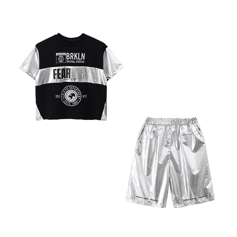 Pailletten Mode Gesellschaft stanz Kleidung Hip Hop Tanz Kostüme 4 Mädchen Jungen Straße tragen Kinder Jazz Tanz Wettbewerb Outfits