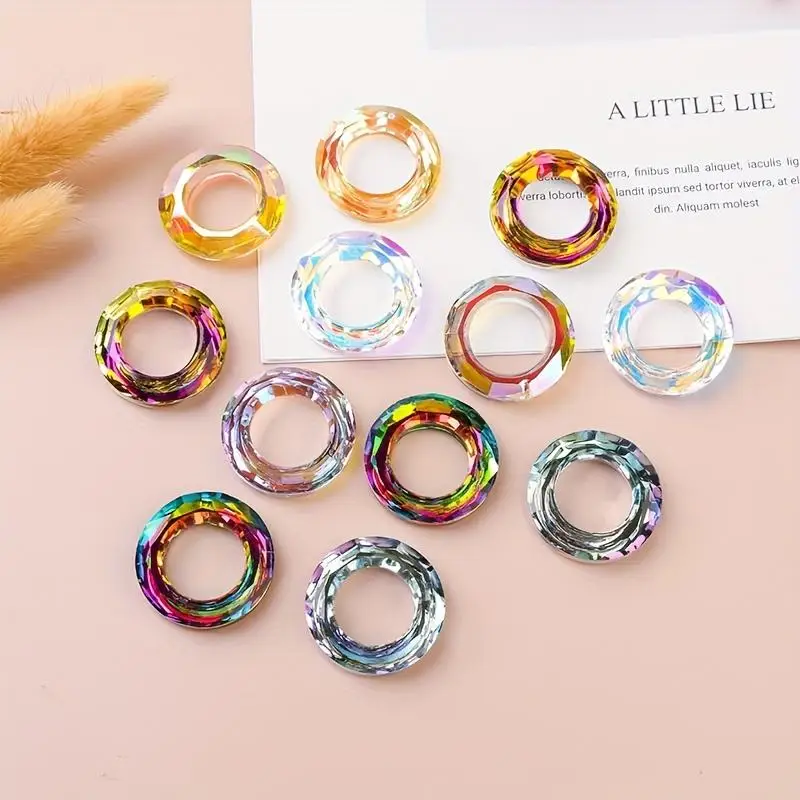 6PCS/Bag 30mm Angel Hoops Round Cosmic Ring Glass Crystal Sun Catcher Pendant For Jewelry Earrings Bracelet Accessories