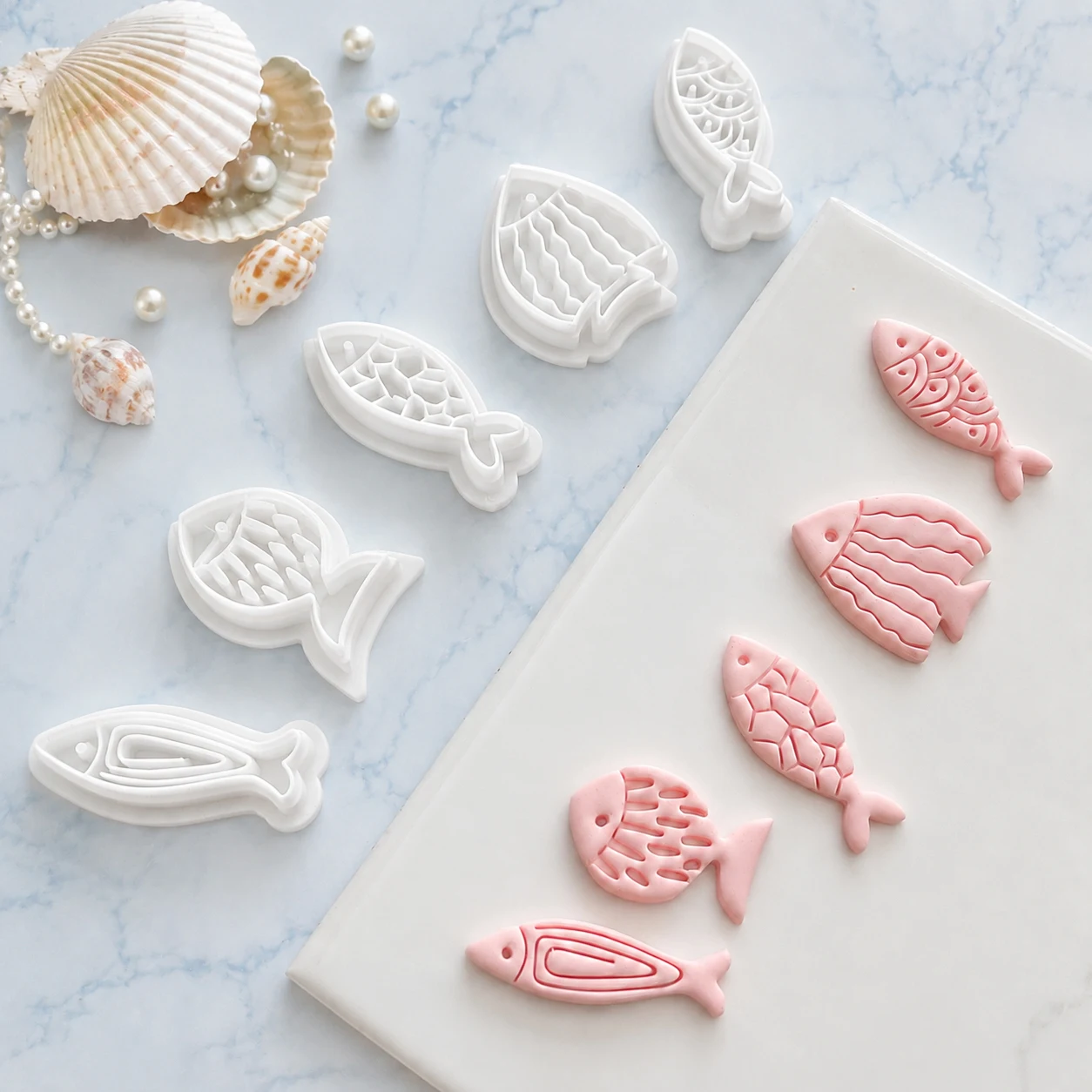 1 Stück Ohrring-Herstellungsform, Kreative Fisch-Serie, Weiche Keramik-Polymer-Clay-Schneider, Cartoon-Fischform, DIY Handgemachte Schmuckherstellung – Detail 1