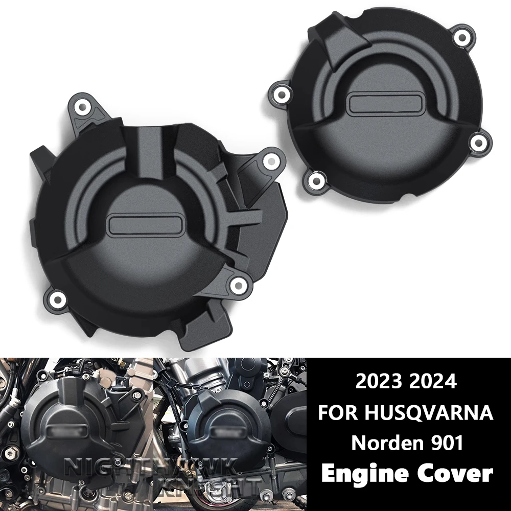 

Motorcycle Accessories Engine Cover Set For HUSQVARNA Norden 901 2023 2024 Engine Crash Protection Cover Black & Carbon Look