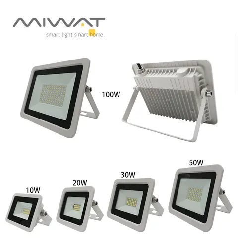 흰색 LED 홍수 빛 100W 50W 30W 20W 10W AC 220V 야외 방수 반사판 스포트라이트 가로등 벽 램프 정원 조명 Best5