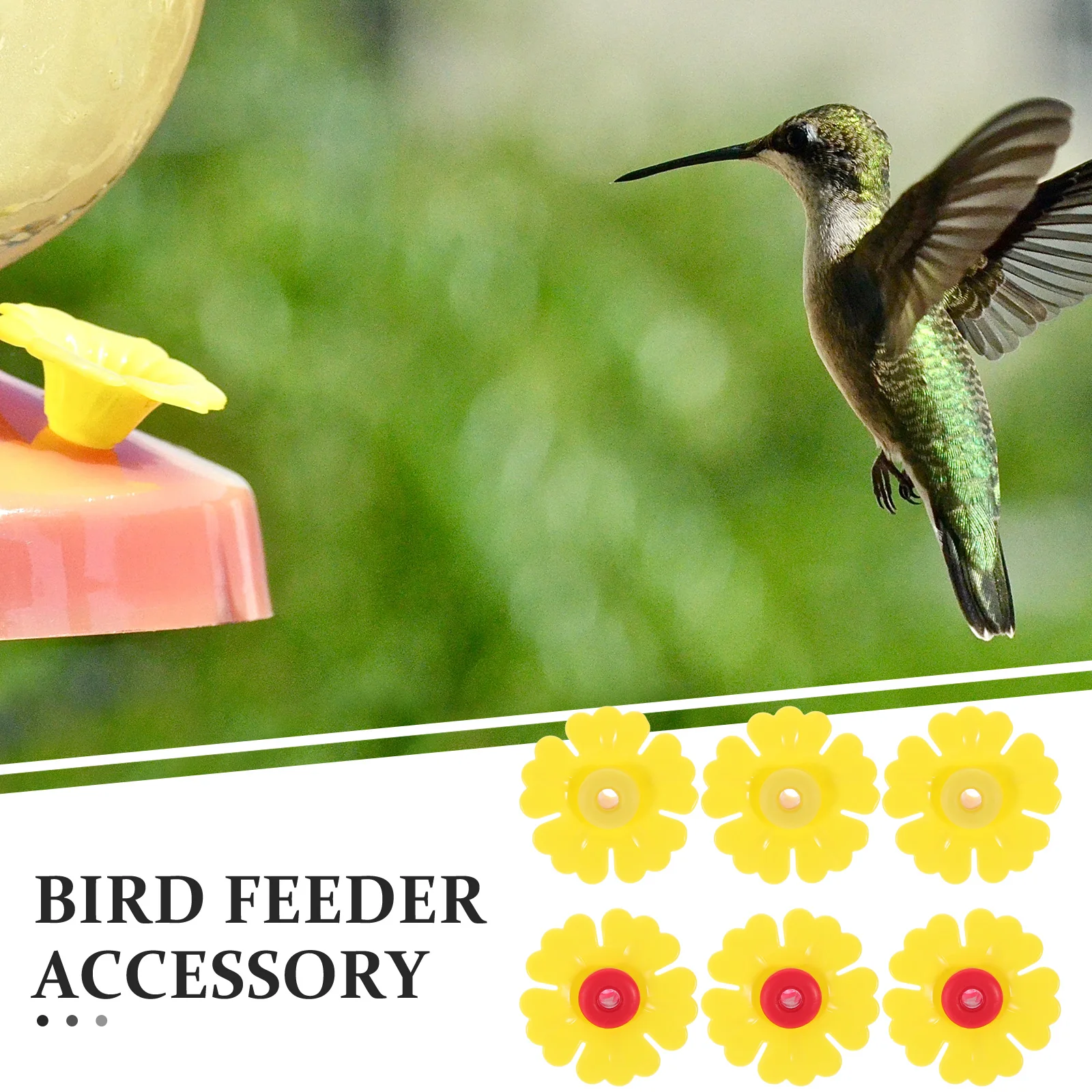 

6 Pcs Yellow Core Feeder Flower Accessories Hummingbird Feeders Replacement Parts Plastic Decorative Flowers Bird