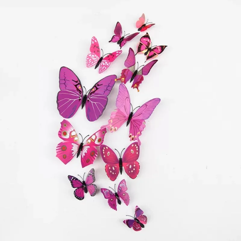 12 Single-layer Simulation Butterfly Creative Home Background Butterfly Stickers Children Room Wall Decoration 3d Wall Stickers
