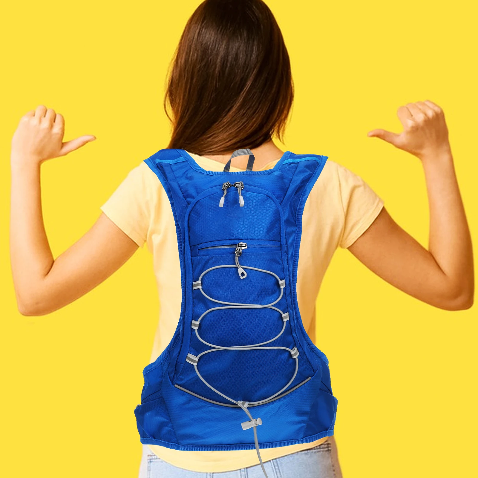 

Lightweight Waterproof Climbing Backpack Multifunctional Outdoor Storage Bag Adjustable Straps Running Hiking No Water Bag Blue