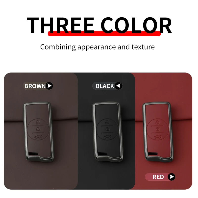 Metal Leather Car Key Case Cover For Chery Tiggo 7 pro 8 Pro Exeed Tiggo 2 3x Arrizo 5 Pro Gx 5x EQ7 tiggo 4 Protected Shell Fob