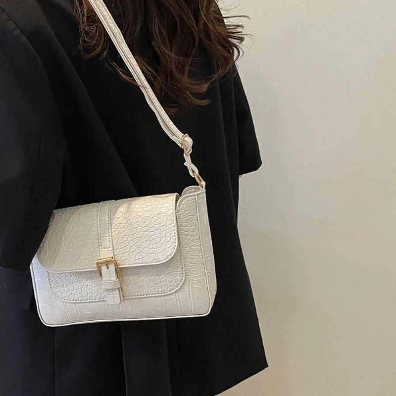 Vintage Small Square Bag Classic Luxury Stone Pattern Female 2023 Autumn Winter New Shoulder Bags Fashion Texture Crossbody Pack